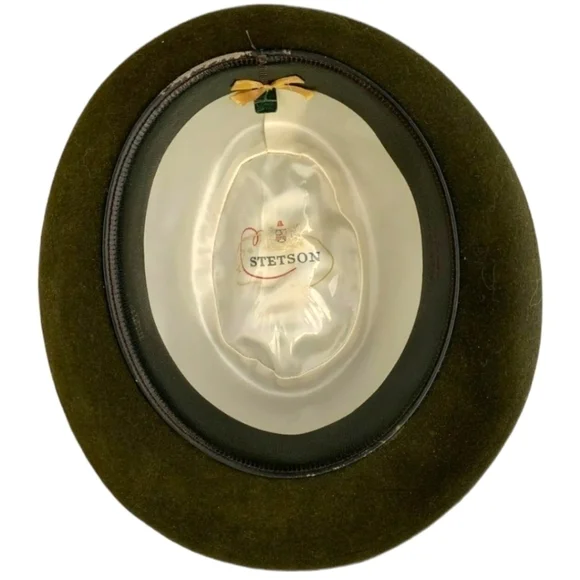VINTAGE Royal Stetson Fedora Long Oval Size 7 in Box Forest Green - Picture 8 of 11